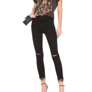 MOTHER Jeans The Swooner Dagger Ankle Fray in Baa Baa Black Sheep